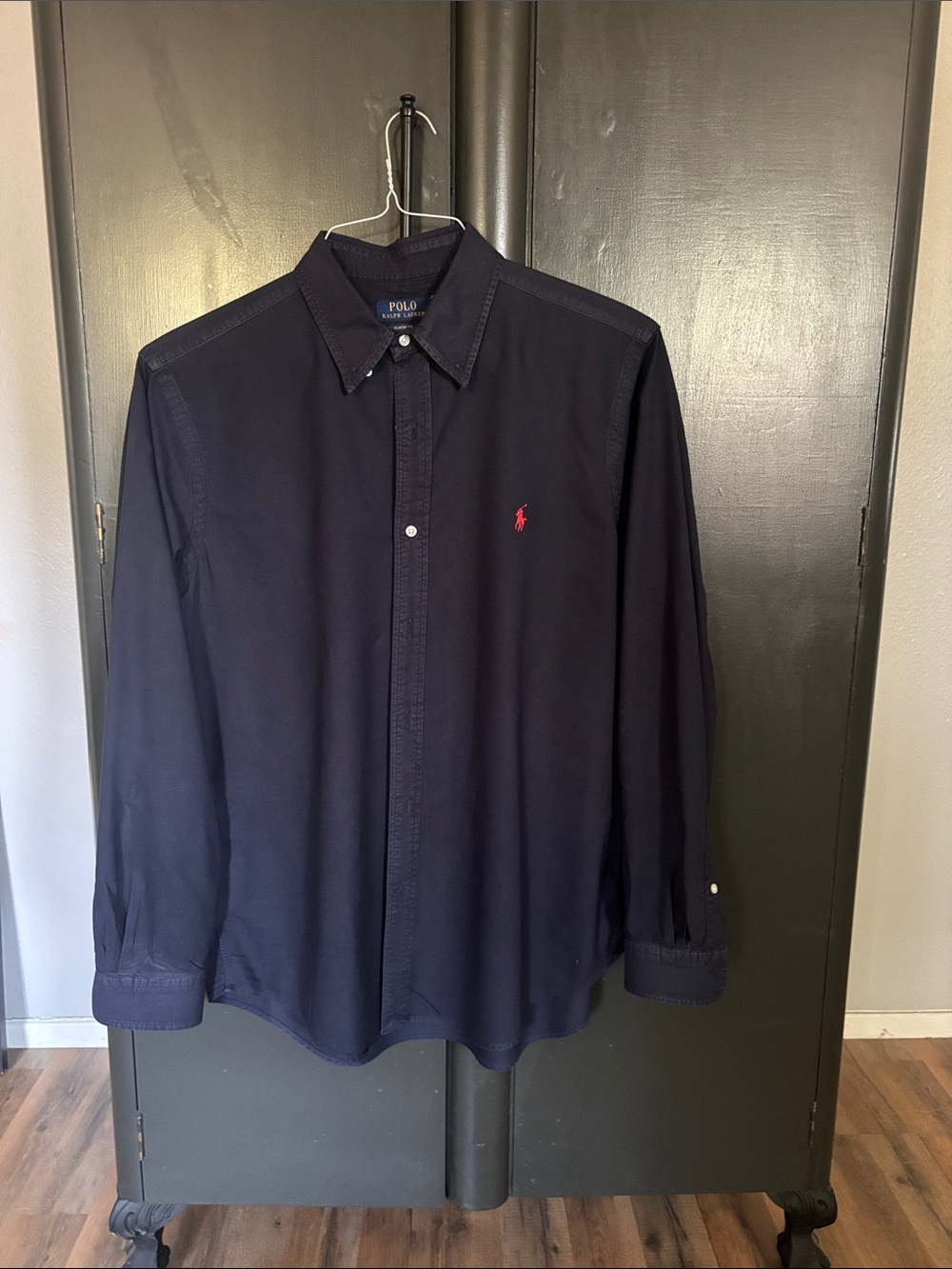 Polo by Ralph Lauren Navy Button-Down Shirt with Red Pony
